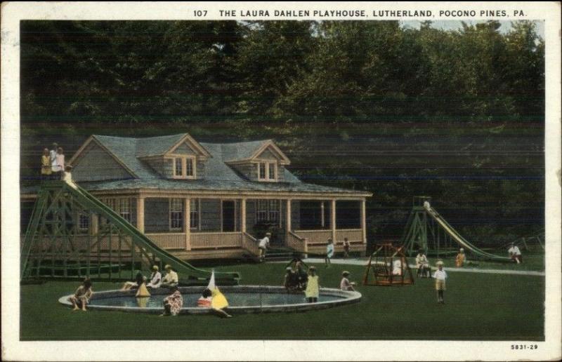 Pocono Pines PA Laura Dahlen Playhouse Lutherland c1920 Postcard 