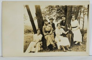 Rppc Early Just Hanging Out Posing Ladies Parasols Postcard P12