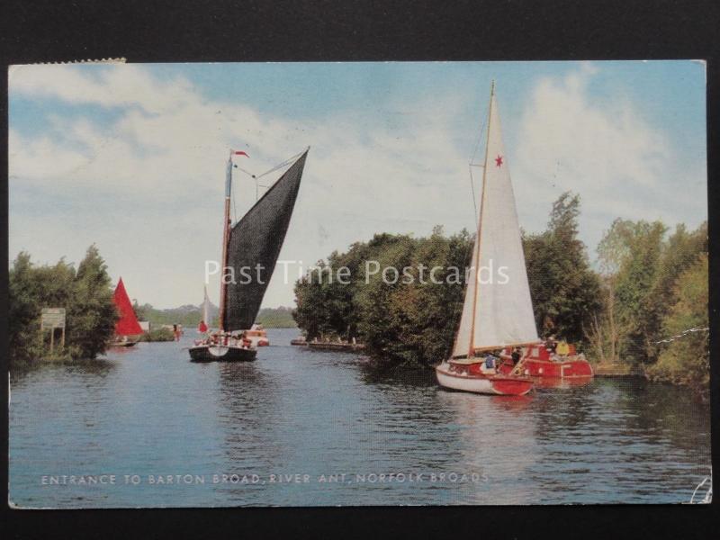 Norfolk Broads RIVER ANT Entrance to Barton Broad c1970's by Salmon 4665c