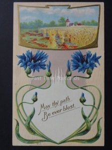 Embossed Poppies Postcard: May thy path be ever blest - Donation to R.B.L.