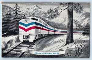 c1950 Freedom Train Crosses America Railroad Winter Mountain Snowcapped Postcard