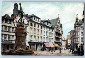 Giessen Hesse Germany Postcard Market Square and War Memorial 1908 Antique
