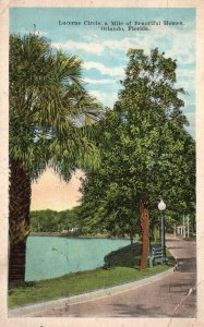 Vintage Postcard 1925 Lucerne Circle Mile Of Beautiful Homes Orlando Florida FL