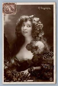 RENEE DESPREZ FRENCH ACTRESS ANTIQUE POSTCARD w/ EGYPTIAN STAMP