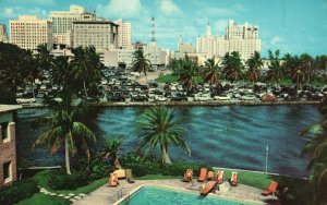 Vintage Postcard 1956 Downtown Looking Across The River From Brickel Miami Fla. 