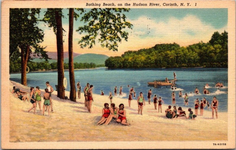 New York Corinth Bathing Beach On The Hudson River 1943 Curteich