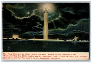 Put-In-Bay Ohio OH Postcard Perry Memorial Night Moonlight c1910 Vintage Antique