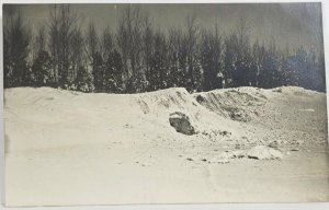 RPPC Snow Drift Men Dog Tunnel or Buried House c1910 Real Photo Postcard R7