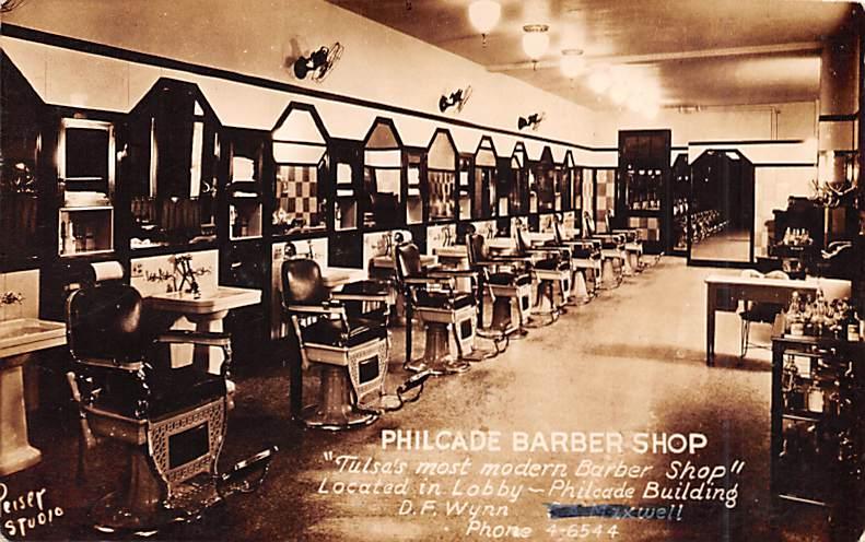  Postcard Philcade Barber Shop, Phicade Building, Tulsa Oklahoma?