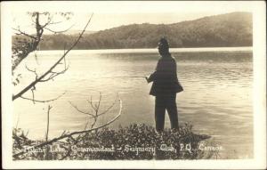 Fishing Lake Commandant Seignory Club Quebec Real Photo Postcard