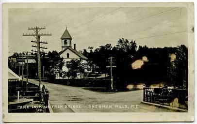 Sherman Mills ME Park View From Bridge RPPC Postcard