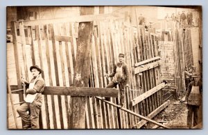 J87/ East Palestine Ohio RPPC Postcard c1910 Railroad Bridge Construction 856