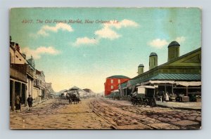 Postcard LA New Orleans Louisiana The Old French Market Horse Wagons c1906 Y18