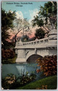 Chicago Illinois 1912 Postcard Cement Bridge Garfield park