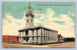 J97/ Norwalk Ohio Postcard c1910 Huron County Court House 490