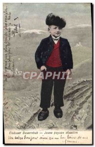 Old Postcard Folklore Alsace Alsatian Young farmer