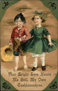 St Patrick's Day Boy and Girl Romance Cushlamachree c1910 Vintage Postcard