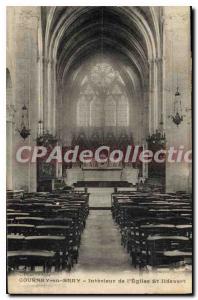 Old Postcard Gournay en Bray inside the church St Hildevert