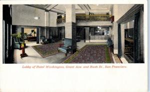 SAN FRANCISCO, CA California   LOBBY  HOTEL WASHINGTON   c1910s   Postcard