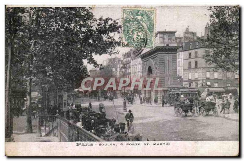 Paris Old Postcard Boulevard Gate and St martin