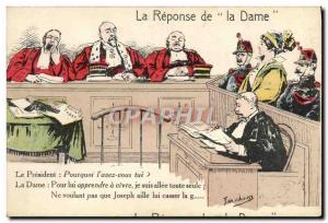 Old Postcard Police Justice Police The answer of the Lady Judge Illustrator F...