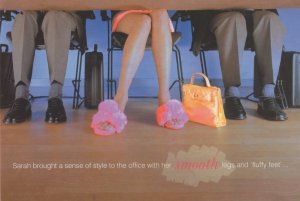 Pink Fluffy Slippers Smooth Legs Sexy Feet Advertising Upskirt Postcard