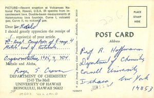 Honolulu Hawaii Eruption Volcanos Department of Chemistry 1960s Postcard 24-8028