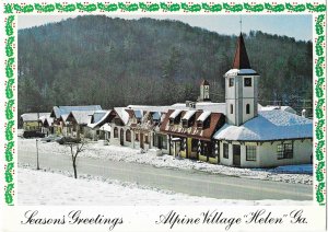 Seasons Greetings Christmas Alpine Village Main Street of Helen Georgia  4 by 6