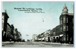 c1910 Mass. St. Looking North Exterior Store Building Lawrence Kansas Postcard