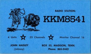 QSL Radio Card From Madison Tenn. Tennessee KKM8541