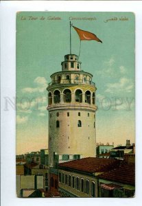 3077384 TURKEY CONSTANTINOPLE Galata tour w/ flag Vintage RPPC