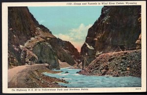 Wyoming Crags and Tunnels Wind River Canon Hwy U.S. 20 Yellowstone Park - Chrome