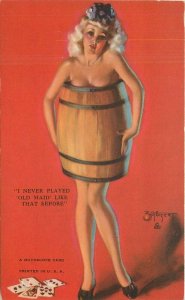 1940s Mutoscope Sexy Barrel Girl Zoe Zert Postcard Blonde 22-6110