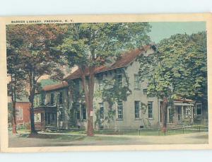 Damaged-Back W-Border LIBRARY SCENE Fredonia - Near Buffalo New York NY d6226