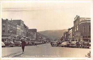 Middleboro KY Cumberland Ave. Storefronts Old Cars Postcard