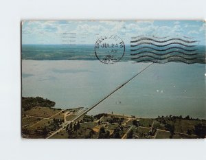 Postcard Aerial View Pymatuning Lake & Causeway Espyville Pennsylvania USA