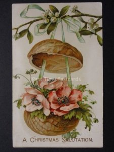 Poppies & WALNUT PC - A CHRISTMAS SALUTATION c1907 Misch & Co Donation to R.B.L.