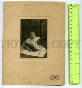 488832 RUSSIA Little Girl w/ TEDDY BEAR Toy REAL PHOTO 1922 OTTO RENAR Moscow