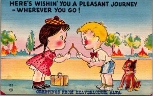 Canada Greetings From Beaverlodge Alberta Comic Linen Postcard C107