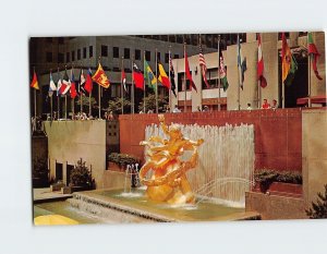 Postcard Prometheus Fountain Rockefeller Center New York City New York USA