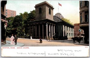 King's Chapel Boston Massachusetts MA Street View and the Buildings Postcard