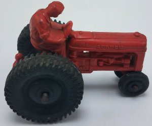 Vintage Auburn Rubber Co 4 Toy Tractor Red W/ Black Wheels