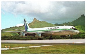Air New Zealand DC 8 Airplane on Tarmac Postcard