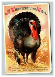 Vintage 1910's Ellen Clapsaddle Thanksgiving Postcard Giant Turkey on the Farm