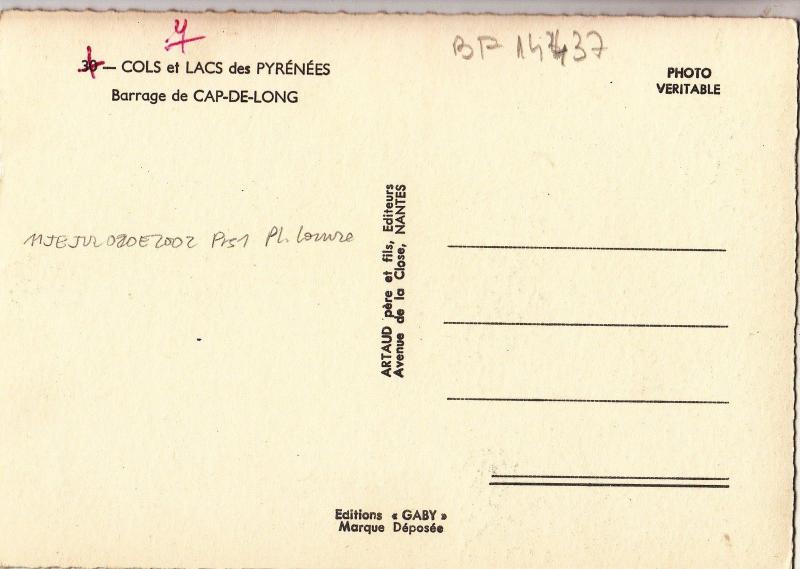 BF14437 cols et lacs des pyrenees barrage de cap de long france front/back image