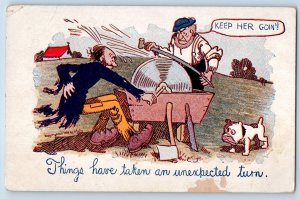 Santa Ana CA Postcard Humor Things Have Taken An Unexpected Turn Dog c1905