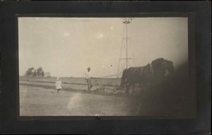 Modesto California CA Farming Horse Plow c1910 Real Photo Postcard