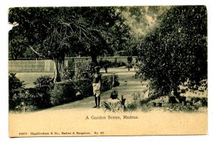 India - Madras. Garden Scene    (damage)