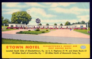 Kentucky E'Town Motel ELIZABETHTOWN Hwy US 31 W State Rte 61 - pm1954 - LINEN