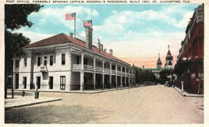 Vintage Postcard Post Office Formerly Captain General's Home St. Augustine FL